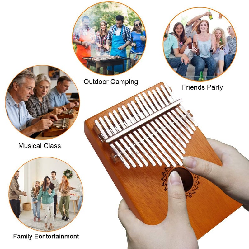 FLSEPAMB Kalimba Thumb Piano 17 Keys with mahogany Wood Portable Mbira Finger Piano Gifts for Friends and piano Beginners Professional ï¼ˆMatte brownï¼‰ - Image 3